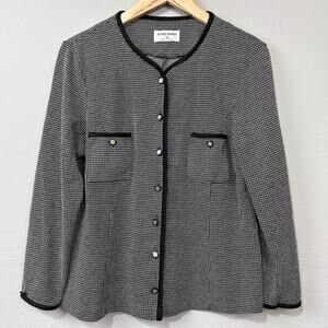 Vintage Alfred Dunner Sweater Jacket Sz 14 Check Double Knit Retro‎ Mod Twee